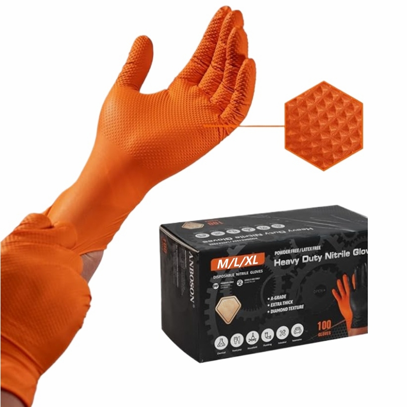 Nitrile Mechanic Glove - 8 Mil Ağır Hizmet Tipi Turuncu