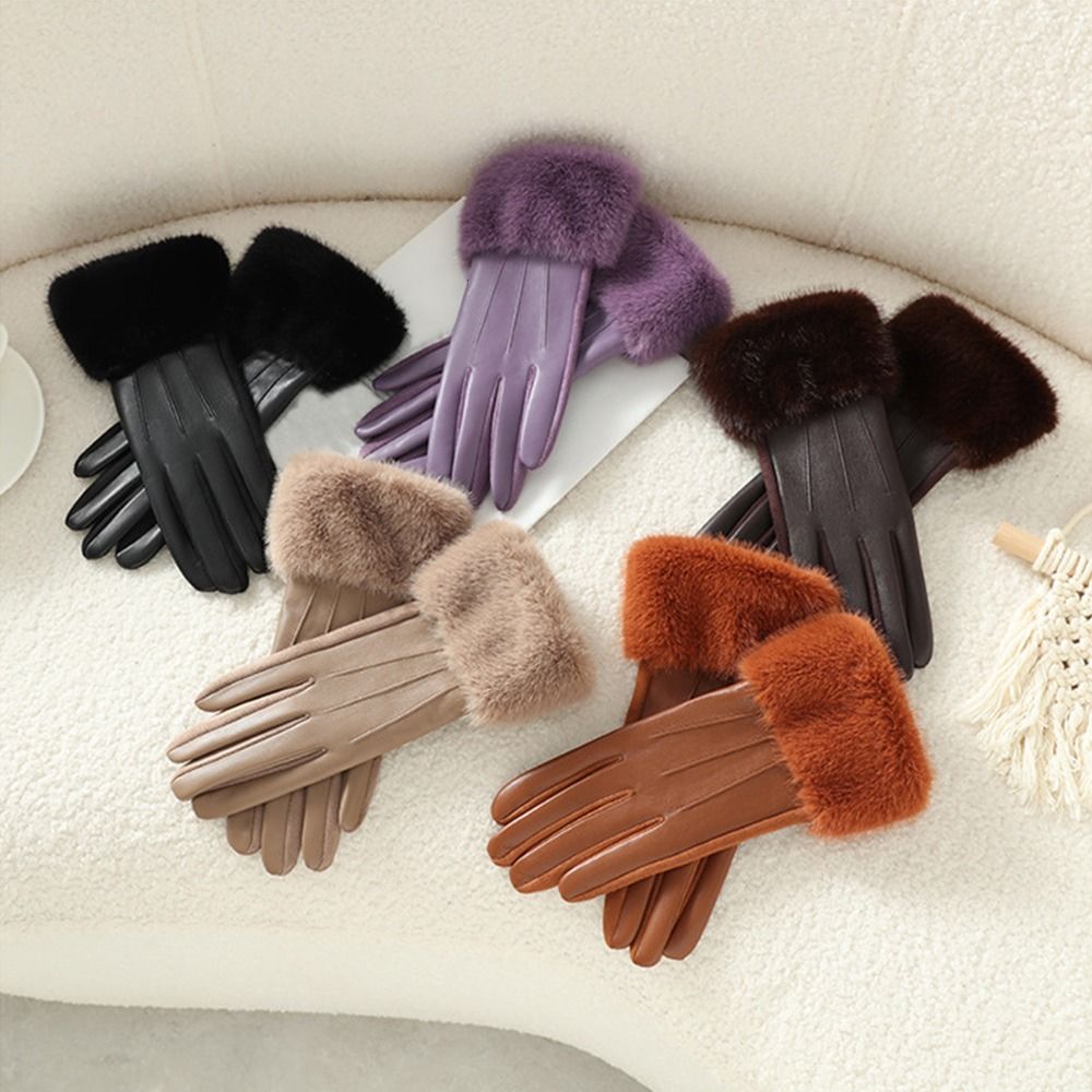 Winter Glove Insulated - Termal Astarlı Kadın Deri Eldivenleri Kalınlaştırılmış